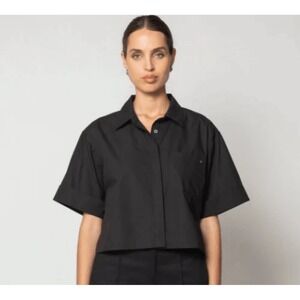 Cleobella Ama Blouse‎ Black Sz Small Hidden Placket Side Slits NEW